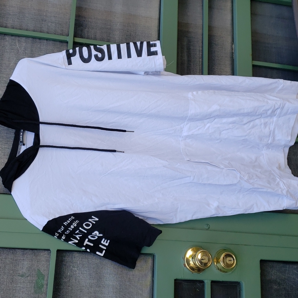 Short sleeve shirt with hoodie